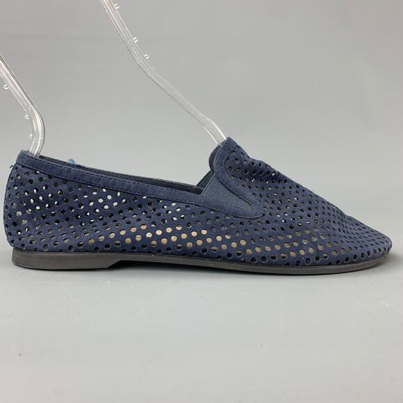 STELLA McCARTNEY Size 7.5 Navy Perforated Faux Suede Flats - Picture 1 of 1